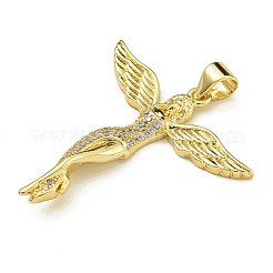 Rack Plating Brass Micro Pave Clear Cubic Zirconia Pendants&nbsp;KK-Z067-12G
