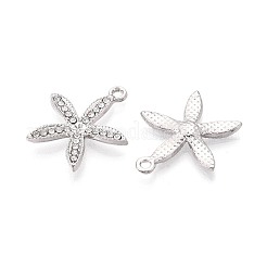 合金&クリスタルラインストーンペンダント  花のチャーム  プラチナ  24x22x3mm  穴：1.8mm&nbsp;PALLOY-T095-01P