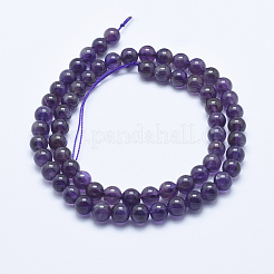 天然アメジストビーズ連売り  ラウンド  6~6.5mm  穴：1mm  約59~61個/連  15インチ（38cm）&nbsp;GSR6mmC062-1