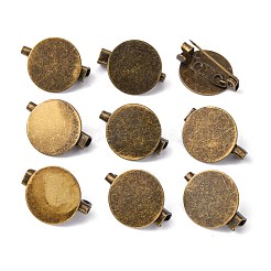 真鍮のブローチカボションのセッティング  フラットラウンド  アンティークブロンズ  トレイ：15mm  15x19mm&nbsp;KK-H090