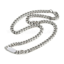 7mm 304ステンレススチール製キューバンリンクチェーンネックレス（女性・男性用）  変色しない  ステンレス鋼色  21.30インチ（54.1cm）&nbsp;NJEW-Z093-03P