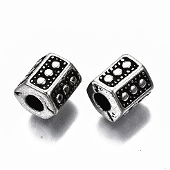 CCBプラスチックヨーロピアンビーズ  大穴ビーズ  六角  アンティークシルバー  12x12x11mm  穴：4.5mm  約470個/500g&nbsp;CCB-T011-59AS