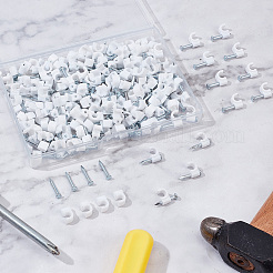 プラスチックワイヤーファスナー  サークルケーブルクリップ  ステンレス釘で  ホワイト  15x9x4.5mm  内径：4mm&nbsp;FIND-GF0004-06