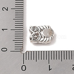 チベット風合金ビーズ  カドミウムフリー＆鉛フリー  フクロウ  アンティークシルバー  10x8x3.5mm  穴：1.4mm&nbsp;TIBE-Q090-38AS