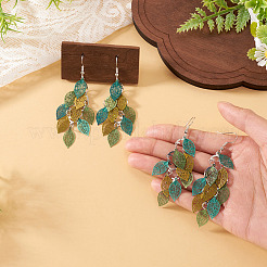 2 Pairs 430 Stainless Steel Leaf Dangle Earrings&nbsp;EJEW-TA0001-83D