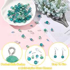 120Pcs 8 Styles Glass Pendants&nbsp;PALLOY-SW00156