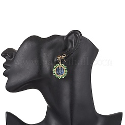 Flower Glass Dangle Stud Earrings&nbsp;EJEW-MZ00522-02