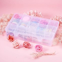 長方形のプラスチックビーズ保存容器  15のコンパートメント  ホワイト  16.5x27.5x5.5cm&nbsp;CON-PH0002-05