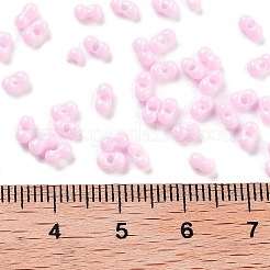 焼付塗装ガラスシードビーズ  ピーナッツ  パールピンク  2x4.5x2mm  穴：0.8~0.9mm  約15000個/ポンド&nbsp;SEED-A033-05K