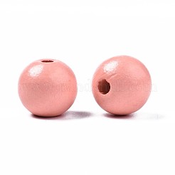 Painted Natural Wood European Beads&nbsp;WOOD-S049-06J