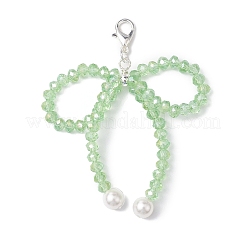 4Pcs Bowknot Shell Pearl & Glass Pendant Decorations&nbsp;HJEW-TA00201