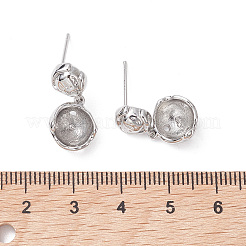 真鍮のスタッドピアスのパーツ  カドミウムフリー＆ニッケルフリー＆鉛フリー  ラウンド  プラチナ  20x10.5mm  ピン：11x0.8mm&nbsp;KK-K360-31P