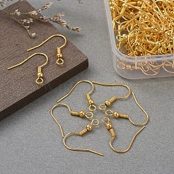アイアン製ピアスフック  耳ワイヤー  水平ループ付き  ぶら下がりイヤリング作りに  ゴールドカラー  18x0.8mm  20ゲージ  穴：2mm  200個/箱&nbsp;IFIN-YW0001-07G