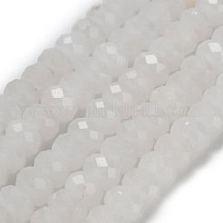 天然石ホワイトジェイドビーズ連売り  多面カット  ロンデル  8x5.5mm  穴：1.2mm  約69個/連  15.16''（38.5センチメートル）&nbsp;G-Z111-A36