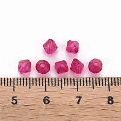 透明なアクリルビーズ  多面カット  双円錐形  赤ミディアム紫  5x4.5mm  穴：1.2mm  約12160個/500g&nbsp;MACR-S373-84-B05
