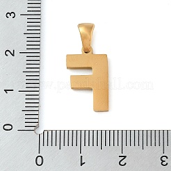 PVD真空メッキ304ステンレスペンダント  ゴールドカラー  レターチャーム  文字F  17x10x1.5mm  穴：5x3mm&nbsp;STAS-Z072-01G-F