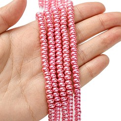 環境に優しいスプレー塗装ガラスロンデルビーズ連売り  ガラスパール  木綿糸で  マゼンタ  5x3mm  穴：1mm  約120個/連  16インチ&nbsp;DGLA-L003-3x5mm-26