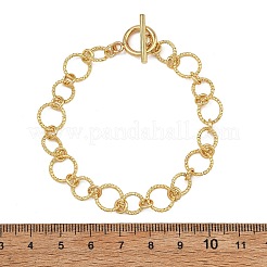 Brass Diamond Cut Textured Round Link Chain Bracelets for Women&nbsp;BJEW-JB14115