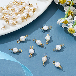 30Pcs Natural Cultured Freshwater Pearl Round Connector Charms&nbsp;PALLOY-ME00016