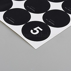 単語と数字の粘着ステッカーが付いたフラットラウンド  DIYアルバムスクラップブック用  グリーティングカード  背景紙スパイス  ブラック  35mm&nbsp;DIY-WH20048-016