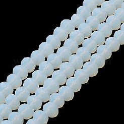 模造翡翠ソリッドカラーガラスビーズ連売り  多面カット  艶消し  ロンデル  ライトシアン  8mm  穴：1mm  約60~62個/連  39~40cm&nbsp;EGLA-A034-J8mm-MD06