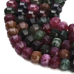染め加工天然石ホワイトジェイドビーズ連売り  カボチャ  多面カット  ミックスカラー  9.5~10x7~8mm  穴：1.2mm  約51個/連  14.76''（37.5センチメートル）&nbsp;GG-CBA9106-01G
