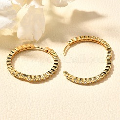 Rack Plating Brass Micro Pave Clear Cubic Zirconia Hoop Earrings for Women&nbsp;EJEW-C125-17A-G
