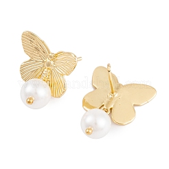 Rack Plating Brass ABS Pearl Earrings&nbsp;EJEW-S219-05G