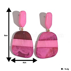 女性用アクリルダングルスタッドピアス  ナゲット  濃いピンク  80x40mm&nbsp;WG3D521-03