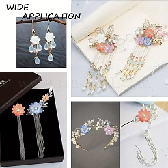 熱収縮アクリルビーズキャップ5個  マルチ花弁花  コーンフラワーブルー  26~29x26~29x7~9mm  穴：1~1.2mm&nbsp;OACR-YW0004-53C