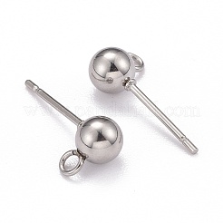 Non-Tarnish 40Pcs 4 Styles 202 Stainless Steel Ball Stud Earring Findings&nbsp;STAS-LS0001-13P