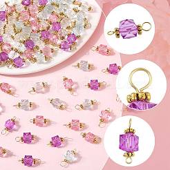 100Pcs Clear Acrylic Faceted Cube Connector Charms&nbsp;PALLOY-FS00042-01