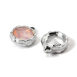 UVメッキ合金ガラスペンダント  フラットラウンドのチャーム  多面カット  ミックスカラー  プラチナ  16x13.5x5.5mm  穴：1.8mm&nbsp;FIND-K032-44P