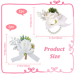 2Pcs 2 Style Silk Cloth Imitation Flower Boutonniere & Wrist Corsage&nbsp;AJEW-CP0005-81