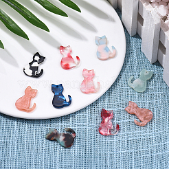 酢酸セルロース樹脂ペンダント  猫  25x17mm  12色  2個/カラー  24個/袋&nbsp;RESI-CJ0001-135