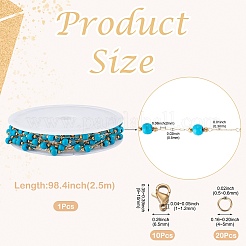 2.5M Handmade Synthetic Turquoise Beads & 316 Stainless Steel Round Link Chains&nbsp;DIY-TA0016-15B-G
