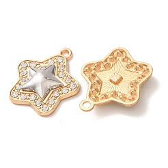 合金ラインストーンペンダント  スターのチャーム  プラチナ＆ライトゴールド  32x19.5x4mm  穴：1.8mm&nbsp;RB-CBAA987-04A