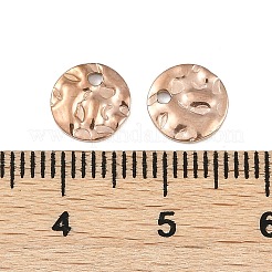 304ステンレススチールのテクスチャディスクチャーム  ローズゴールド  8x1.5mm  穴：1.2mm&nbsp;STAS-Q336-11A-RG