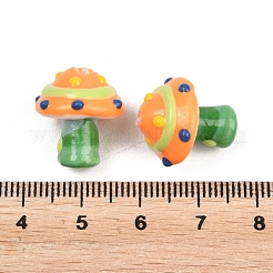 手作りのランプワークエナメルビーズ  手描きのビーズ  キノコ  グリーン  17.5~18.5x15~15.5mm  穴：1.2mm&nbsp;LAMP-B055-02C