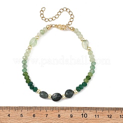Dyed Natural Malaysia Jade & Moss Agate & Prehnite Nuggets & Rondelle Beaded Bracelets for Women&nbsp;BJEW-JB14090-02