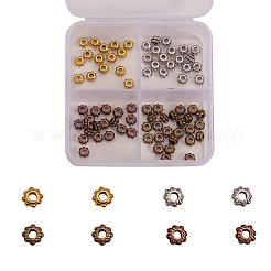 チベット風合金スペーサービーズ  カドミウムフリー＆ニッケルフリー＆鉛フリー  ロンデル  ミックスカラー  5x3mm  穴：2mm  4色  30個/カラー  120個/箱&nbsp;TIBEB-CJ0001-09-NR