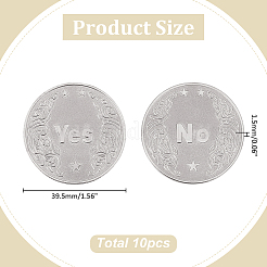 合金製のイエス＆ノー決定コイン10個  保護ケース付き  フラットラウンド  プラチナ  39.5x1.5mm&nbsp;AJEW-ME0001-36P