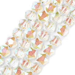 透明電気メッキガラスビーズ連売り  パール光沢メッキ  花  透明  14x14x7.5mm  穴：1mm  約50個/連  26.38''（67センチメートル）&nbsp;GLAA-P056-001PS