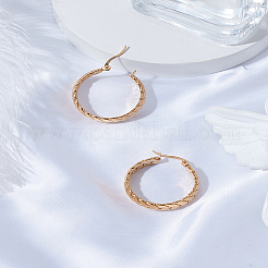 1Pair 201 Stainless Steel Leaf Wrap Hoop Earrings with 304 Stainless Steel Pin for Women&nbsp;EJEW-LP0011-01
