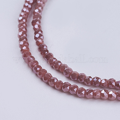 電気メッキガラスビーズセット  パール光沢メッキ  多面カット  ロンデル  ファイヤーブリック  2.5x1mm  穴：0.5mm  約185~190個/連  13インチ（33cm）&nbsp;GLAA-F079-PL05