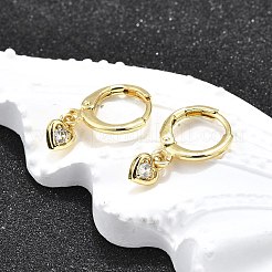Brass Micro Pave Clear Cubic Zirconia Hoop Earrings&nbsp;EJEW-H157-09G