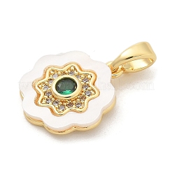 Brass Micro Pave Cubic Zirconia Pendents&nbsp;KK-M303-02G-08