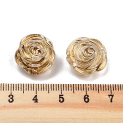 メッキアクリルビーズ  ゴールドライン入り  花  淡い茶色  17x16.5x7.5mm  穴：2mm&nbsp;X-OACR-Q084-16A