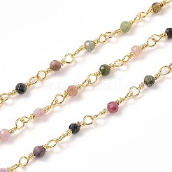 Natural Multicolor Tourmaline Handmade Beaded Chains&nbsp;CHC-K008-A03-01