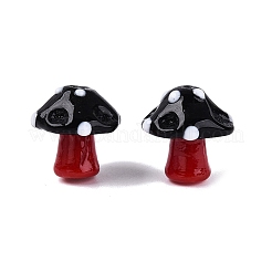 手作りのでこぼこランプワークビーズ  キノコ  ミックスカラー  16~18.5x14~18x14~18mm  穴：0.9~2mm&nbsp;LAMP-N042-13